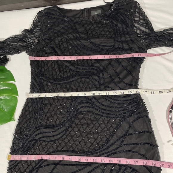 NWT Adrianna Papell [ 12 ]‎ Sequin Beaded Long Sleeve Dress in Black - Picture 5 of 12